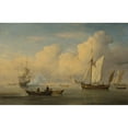 thumbnail image 2 of Studio Of Willem Van De Velde II 18x13 Gold Ornate Wood Frame and Double Matted Museum Art Print Titled - A Galliot at Anchor with Two Fishing Boats Close to the Shore, 2 of 4