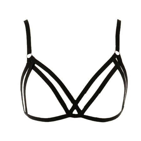 

Wrea Strappy Erogenous Elastic Sweet Gift Lingerie Impressive Cupless Ductility Passionate Mysterious Assorted Colors Harness Bra Black