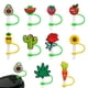 thumbnail image 1 of Juego de 10 tapas para pajitas de silicona con forma de planta de fruta, tapones antipolvo para beber de 8 mm, reutilizables, a prueba de derrames, con dibujos animados, accesorios para, 1 of 5