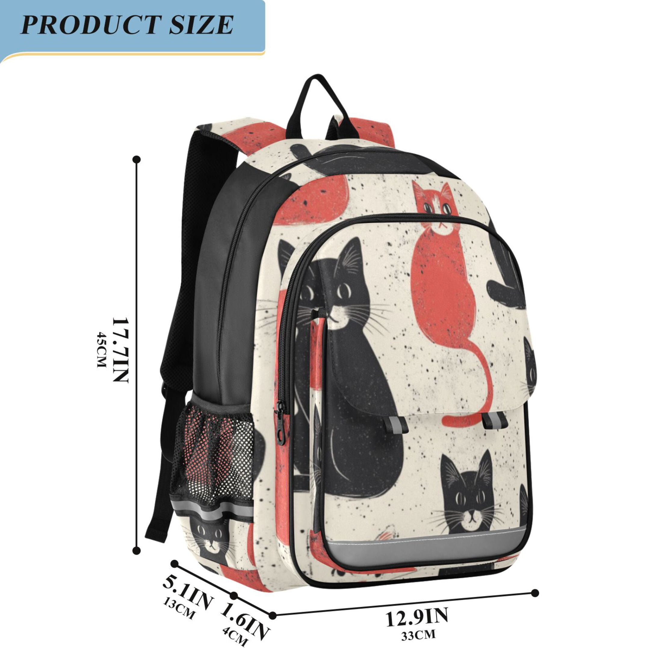 Backpack 12.9 *5.1 * 17.7 Inches Outing Backpack, Shopping Backpack, Travel Backpack Black Cat and Red Cat