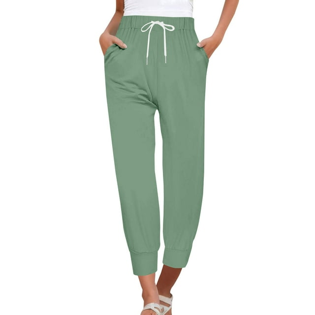 ManxiVoo Pantalons de Jogging Courts pour Femmes 2025 Tendance Décontracté Léger Taille m Vert