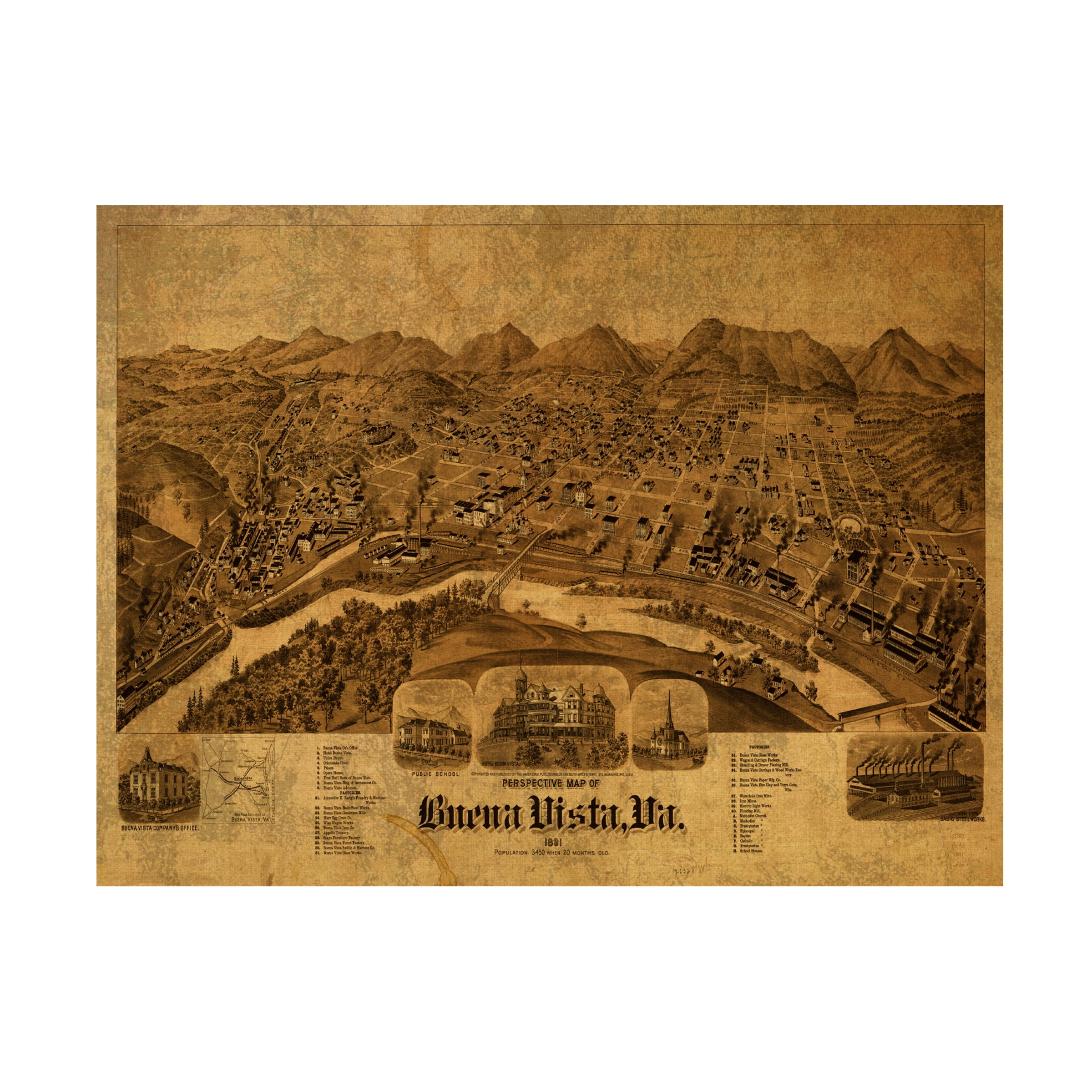 Trademark Fine Art Map Canvas Art ' Buena Vista Va 1891 ' by Red Atlas  Designs 