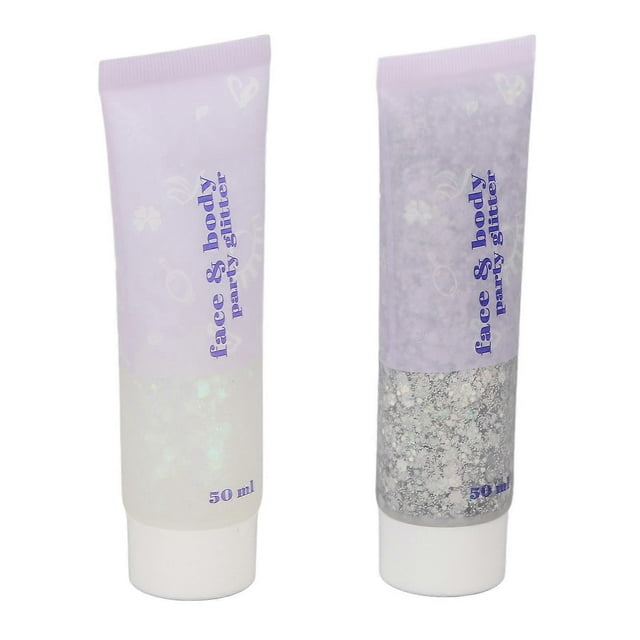 2pcs Body Glitter Gel Sliver White Long Lasting Mild Cruelty Free Glitter for Hair Eye Shadow Nail Art