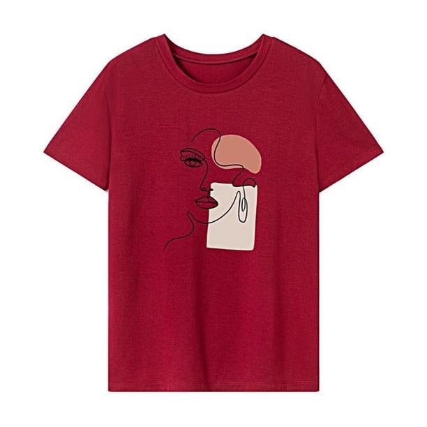 Camiseta para mujer Camiseta básica Ropa deportiva Camisa con cuello redondo para viaje por la calle Mujer L