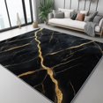 thumbnail image 2 of Washable Area Rug 3 X 5 ft, Lightweight Low-Pile Luxury Lines Marble Printed Area Rug, Kitchen Indoor Non Slip Carpet Floral Black Gold Print Mat Living Room Bedroom Dining Room, 2 of 7