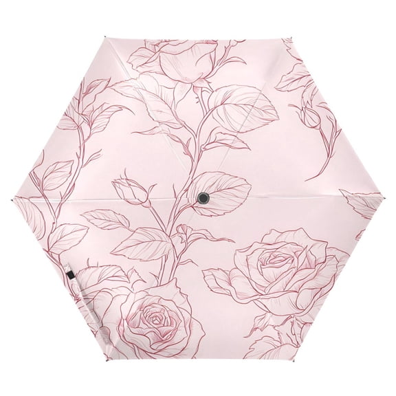ALAZA Retro Rose Flower UPF 50+ Compact Folding Umbrella for Rain Travel Umbrella Packable