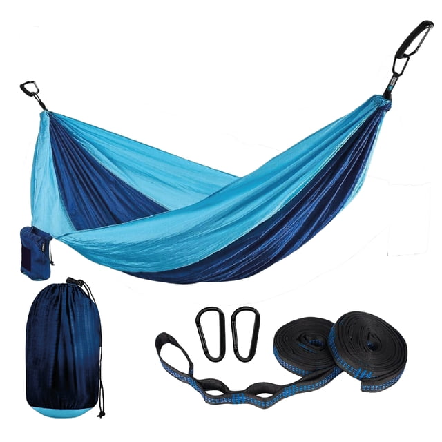 Hamaca Portátil The Finix Azul 275 x 109 cm de Nailon Resistente con Correas y Bolsa para Camping