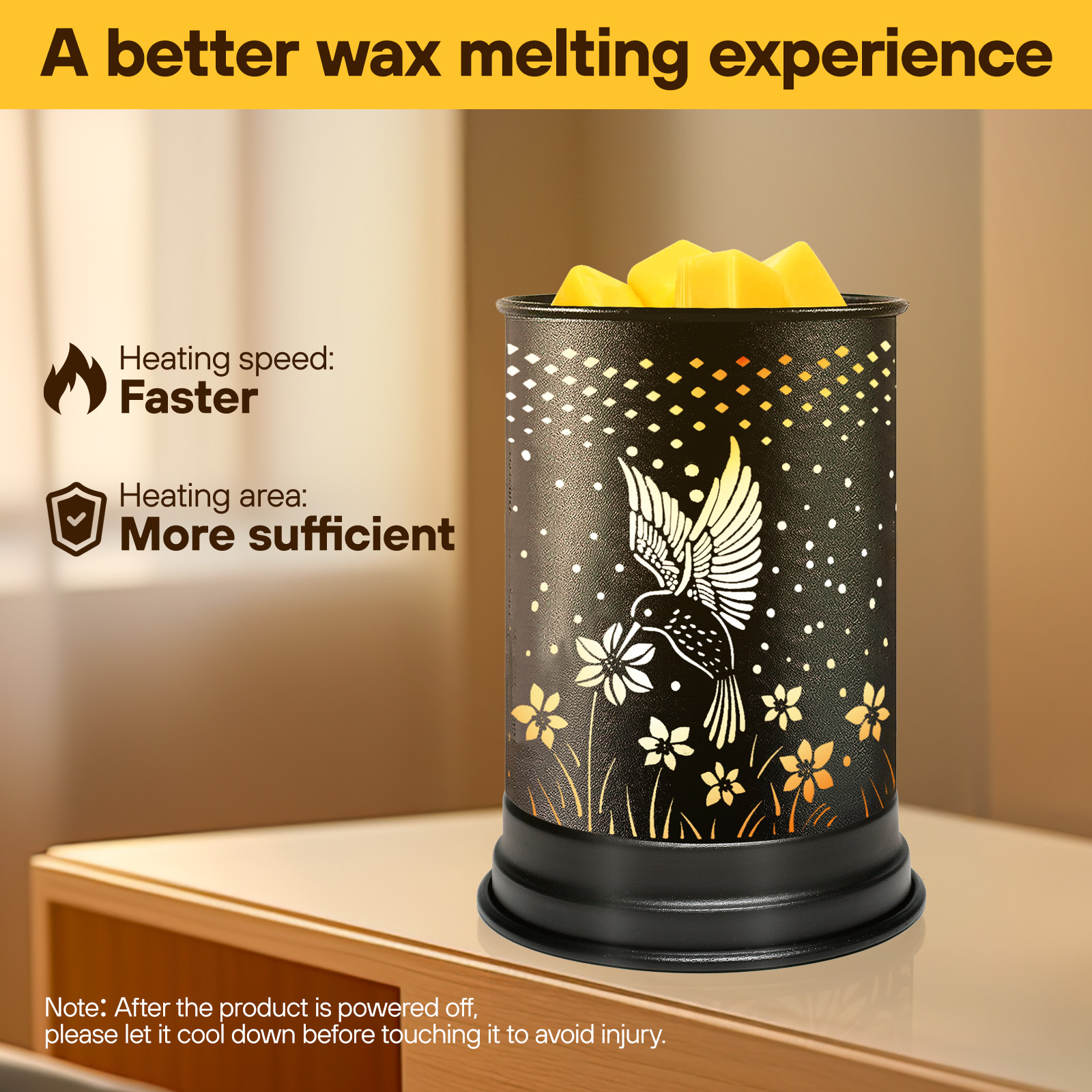 UNTIMATY Metal Wax Melt Warmer Hummingbird Design photo 3