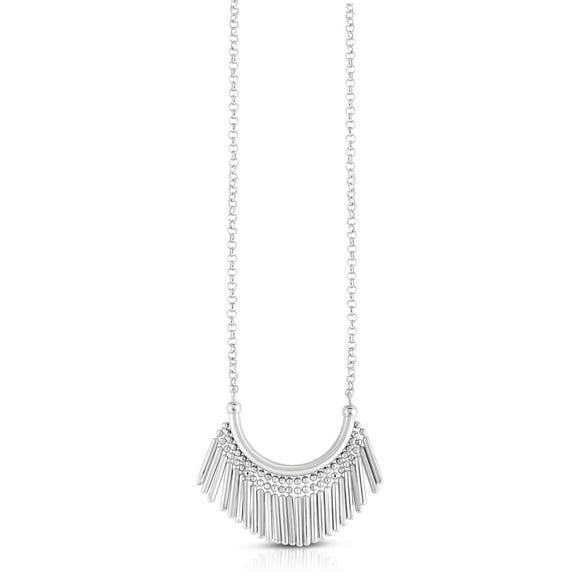 Sterling Silver Tassel Charms Fancy Necklace, 17"