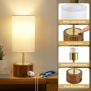 NATYSWAN Bedside Table Lamps Set of 2,Touch Control Nightstand Lamp with USB Ports,Minimalist Modern Desk Lamps with Fabric Shade for Bedroom Living Room