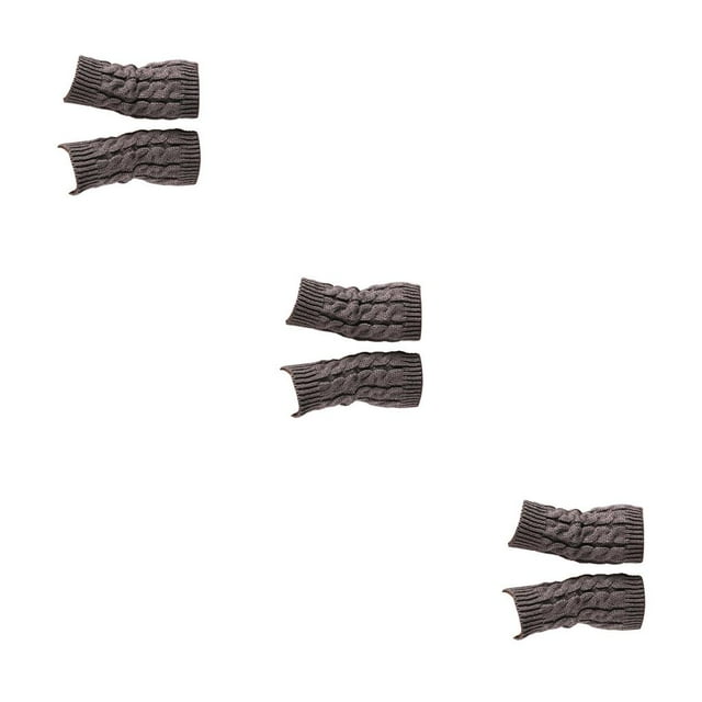 ZLight 1 Pair Fingerless Mittens Fashionable Simple Knitting Craft Clothes Accessory for Decoration Keeping-warm Wear Dark grey 3Set