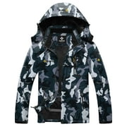 GEMYSE Men's Mountain Waterproof Ski Snow Jacket Winter Windproof Rain Jacket (Camouflage,Large)