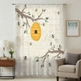thumbnail image 2 of Bees Branches Semi Sheer Curtains Drapes for Living Room, Bedroom, French Doors Window 96 Inches Long, Farmhouse Spring Botanical Elegant Rod Pocket Chiffon Curtain Drapery Voile Draperies Panel, 2 of 8