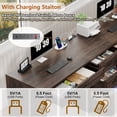 thumbnail image 2 of 80.9" Two Person Desk with Charging Station & 5 Storage Drawers – Industrial Farmhouse Home Office Computer Desk, 2 of 9