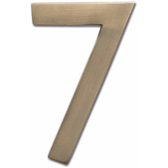 Architectural Mailboxes 3582AB-7 Solid Cast Brass 4 inch Floating House Number Antique Brass ''7''