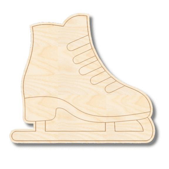 Unfinished Wood Etched Ice Skate Shape | Paint By Line Crafts | up to 30" DIY 5" / 1/8"
