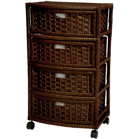 Oriental Furniture Weave End Table with Drawers, Mocha