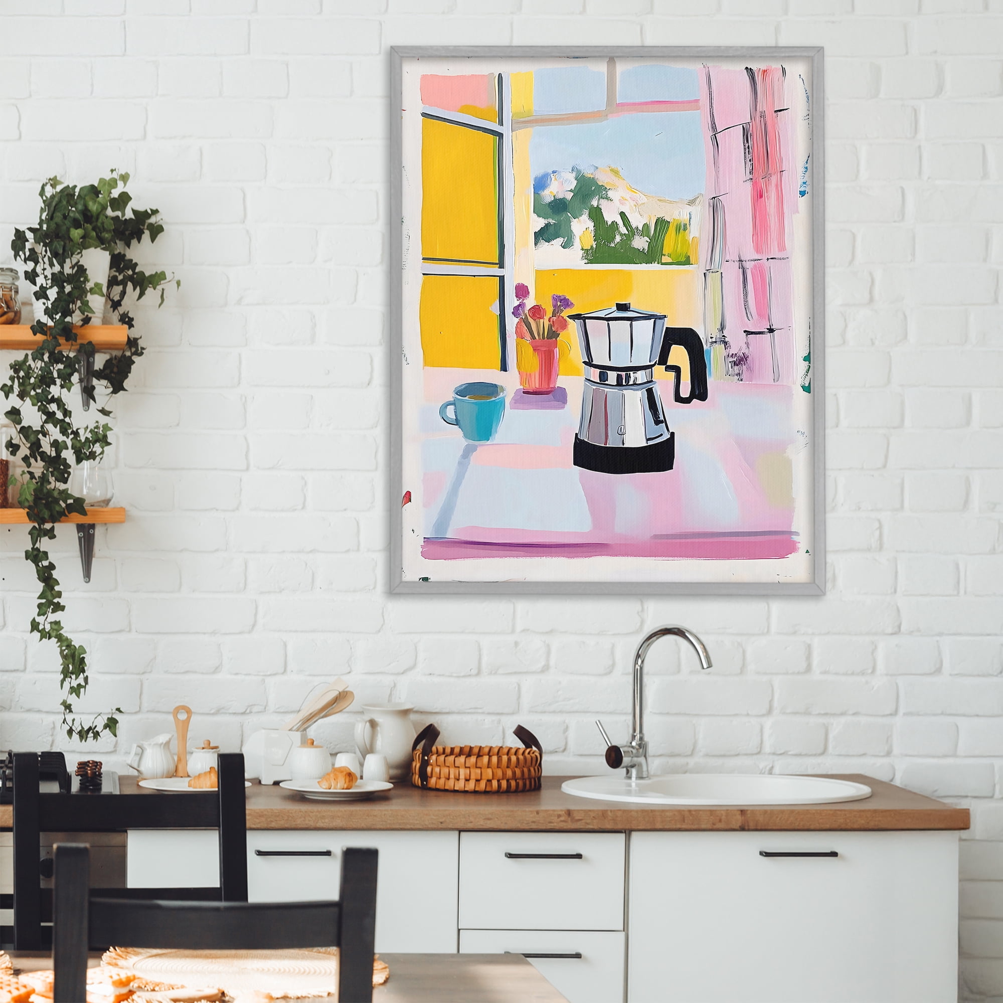 Stupell Industries Italian Moka Pot Kitchen Gray Framed Giclee Art, design by The Prints Vibe