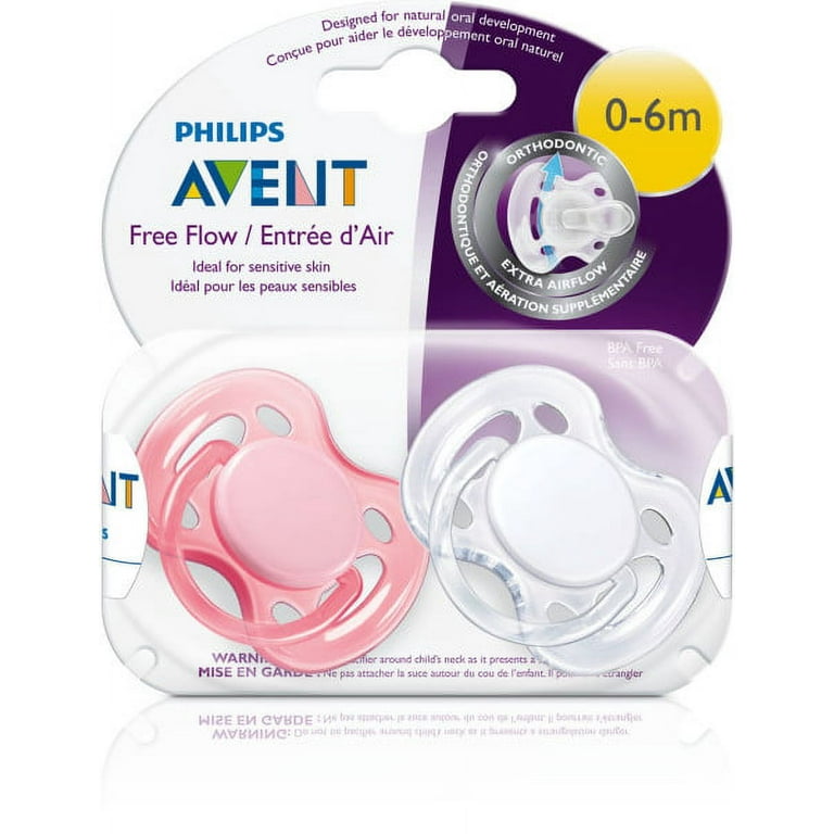 Philips Avent Freeflow Pacifier, 0-6 months, (Colors May Vary), 2 pack,  SCF178/23 