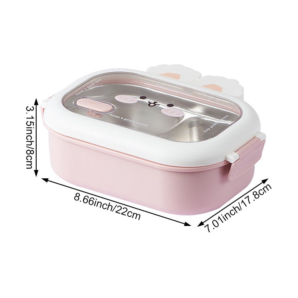 Stainless Steel Bento Box with Compartments Cute Bunny Lunch Box for Office Outdoor Camping Picnic