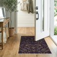 thumbnail image 2 of ODIKA 2'x3' Washable Throw Rug Non-Slip, Low Profile, Flatwoven, Easy Care Vintage Damask Spooky Gothic Scrollwork Motif Ornamental Horror Bat Refined for Hallway, Study Room, 2 of 7