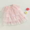 thumbnail image 2 of Petites Filles Robe en Tulle Paillettes Brillantes Robe de Princesse à Volants Robe Sans Manches Robes d'Été, 2 of 7