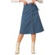 thumbnail image 4 of FALDA MIDI DE CORDUROY PARA MUJERES INSPIRADA EN CHIC, CINTURA ALTA, CON BOTONES Y CINTURÓN, TALLA XL, AZUL, 4 of 6