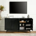 thumbnail image 2 of 57"  Storage Cabinet Farmhouse 4 Doors Wooden Sideboard Credenzas with Adjustable Shelves Black, 2 of 9