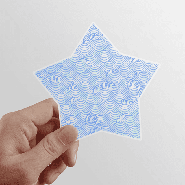 Geometry Blue Waves Pattern Japan Star Sticker Paster Vinyl Car Tags Decoration Decal