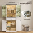 thumbnail image 4 of 71" Farmhouse Kitchen Pantry Cabinet with Motion Sensor LED Light, Distressed White Tall Storage Cabinet with Adjustable Shelves and Door Racks for Kitchen or Dining Room, 4 of 7