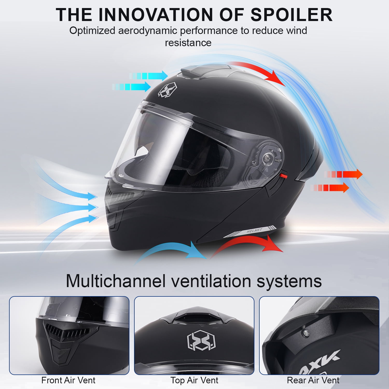 XiongXiong Motorcycle Helmets, Motorcycle Helmet Flip Up for Adults, Dirt Bike Helmet, Sun Visor Snowmobile, ATV Off Road Helmet DOT Approved, Black