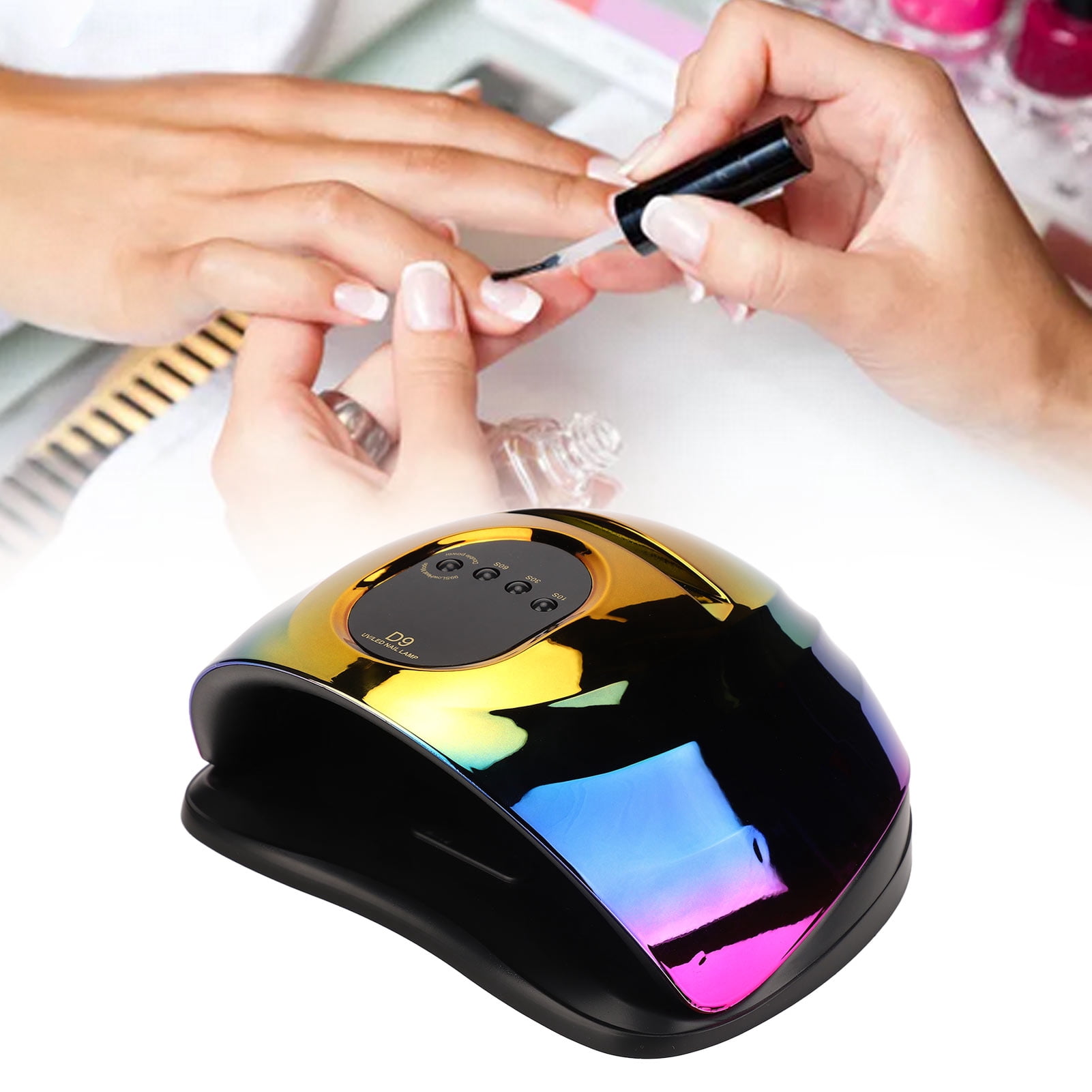 Xirurus Professional Nail Gel Dryer LED UV Light Curing Lamp 150W Quick Drying Art Machine 57 LEDs Built-in Infrared Sensor for Fingernails Toenails US Plug 100-240V White