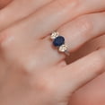 thumbnail image 4 of Gem Stone King 10K White Gold Blue Sapphire Morganite Peach and White Lab Grown Diamond 3 Stone Engagement Ring for Women (2.84 Cttw, Gemstone Birthstone, Size 6), 4 of 5