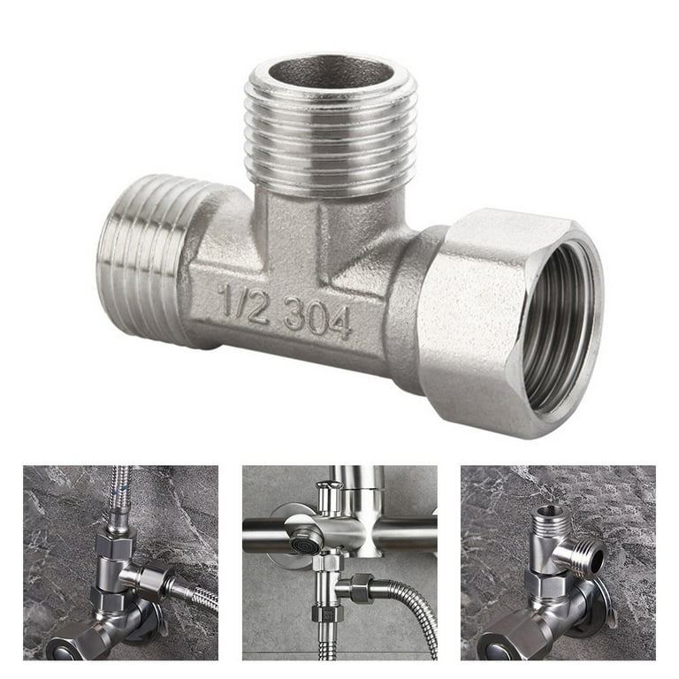 G1/2 Brass Chrome 3 Way T Adapter Valve Inverter for Bath Toilet Bidet Sprayer