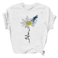 thumbnail image 3 of Puntoco Mujeres Casual Letras Impresión Camisas Manga Corta Suelta Tee tops Túnica Blusa Puntoco Puntoco-2731, 3 of 4
