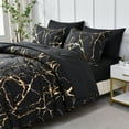 thumbnail image 5 of Flymme Black Marble Comforter Sets Queen Size Bed in a Bag 7 Pieces Modern Gold Marble Texture Bedding Comforter Set with Sheets for All Season, 5 of 8