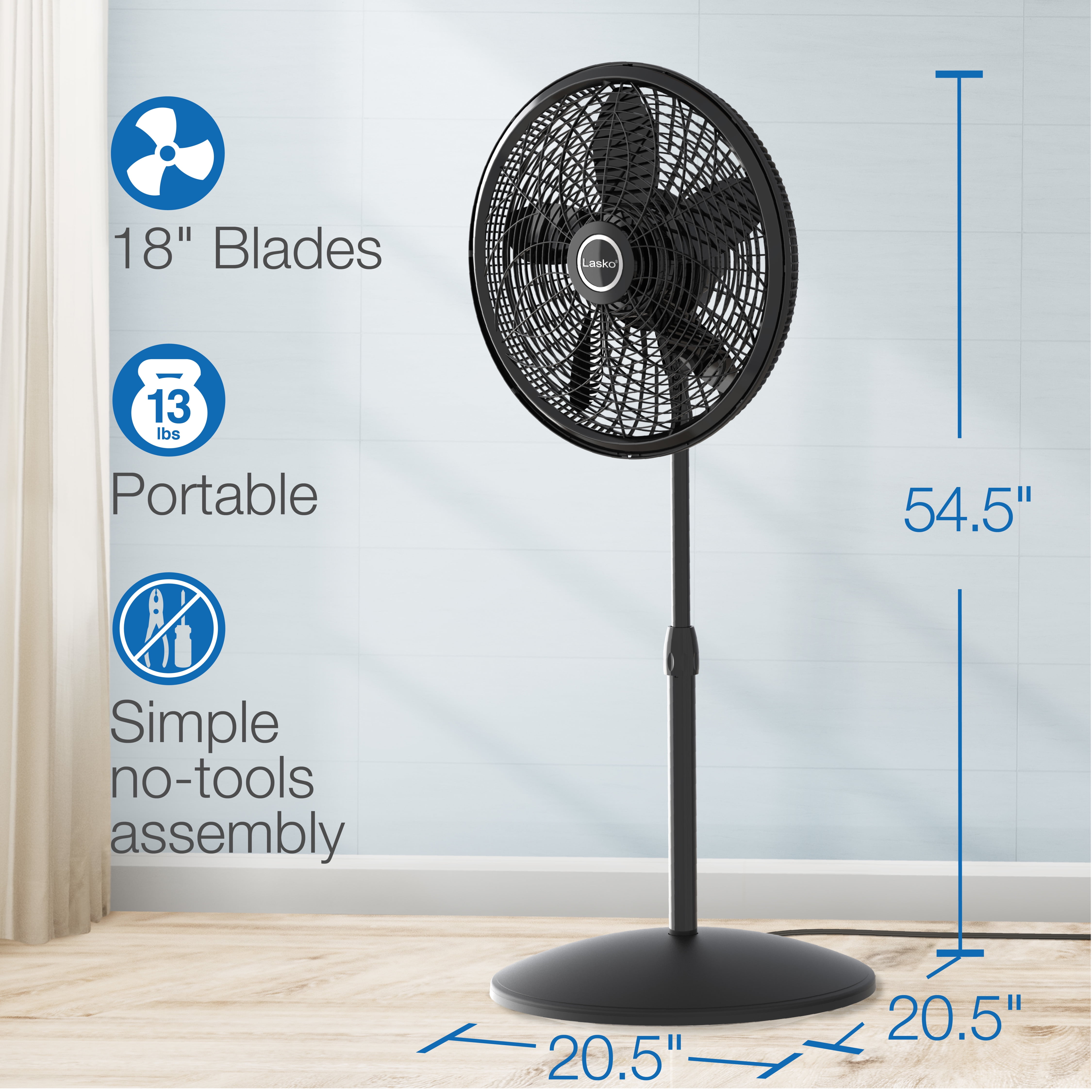 Lasko 18 Adjustable Elegance and Performance Pedestal Fan in Black -  Walmart.com