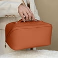 thumbnail image 1 of Leather Cosmetic Storage Bag, Large Capacity Travel Wash Bag, Multi-Function PU Leather Organizer for Toiletries & Cosmetics, Durable & Portable Design for Travel & Home Use, 1 of 6