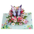 thumbnail image 2 of 3D Butterfly Greeting Card Pop Up Paper Flower Bouquet Folding Blessing Card,purple 2,1PC,Greeting Card, 2 of 9