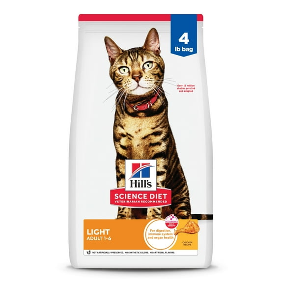 Hill's Science Diet Light Chicken Dry Cat Food, 4lb Bag