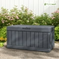 thumbnail image 6 of Patiowell 82 Gallon Deck Box Outdoor Storage Resin Wood Look Storage Box with Lockable lid for Patio Furniture, Gray, 6 of 7