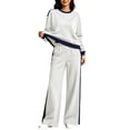 thumbnail image 2 of Women's 2-Piece Colorblock Sweatsuit Set Crewneck Long Sleeve Top and Wide Leg Pants Casual Lounge Outfit Fall Winter Daily Wear, 2 of 5