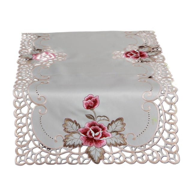 Fasiaou Lace Tablecloth White Rustic Floral Fabric Rectangle Lace Table Cloth Baby Tablecloth Tea Party Tablecloth Lace Fabric Table Cover,A