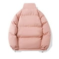 thumbnail image 3 of Women's Quilted Padded Jacket with Stand Up Collar, Winter Warm Lined Thickened Coat with Zip Closure, Unisex Thermal Insulated Long Sleeve Outdoor Casual Down Coat for Cold Weather Protection Pink, 3 of 4