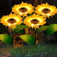 thumbnail image 2 of Luces solares de girasol para decoración de exteriores, fácil instalación con material impermeable para decoración de jardín, brillo cálido (4 piezas), 2 of 8