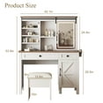 thumbnail image 6 of Rustic Vanity Desk w/ Sliding Mirror & Lights | Hairdryer Holder + Charging Socket | Multi-Layer Shelves, 2 Drawers & Cabinet | Bedroom Set, 6 of 12