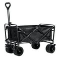 thumbnail image 2 of Anvazise Oxford Fabric Camping Trolley, Collapsible Folding Wagon Cart with Brakes, Heavy Duty Garden Cart with All Terrain Wheels, Beach Wagon Cart, Adjustable Handle, Large Capacity,Black, 2 of 12