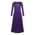 thumbnail image 3 of Zaldita Kids Girls Praise Dance Dress Long Sleeve Liturgical Lyrical Robe Worship Church Maxi Swing Skirt Dancewear Purple 12, 3 of 7