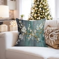 thumbnail image 4 of Ethan Taylor Floral Throw Pillow Soft Cushion Cover 'White Blossom Flowers' Modern Pattern Decorative Square Accent Pillow Case, 20x20 Inches, Green, Gray, 4 of 5