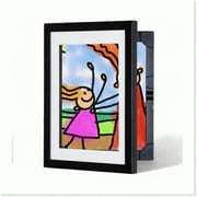 Art Haven: The Ultimate Kids' Art Cabinet - Store 50 Masterpieces! 11.75x14.75in Wooden Frame, Front Opening, Hang Vertically or Horizontally. Black.